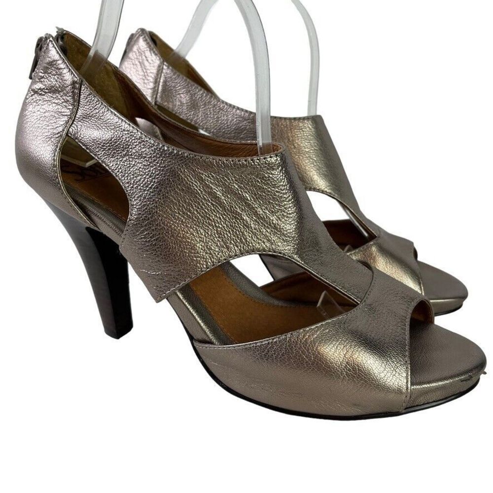 Sofft Pavia Womens Metallic High Heels Open Toe Genuine Leather Shoes sz 11 M